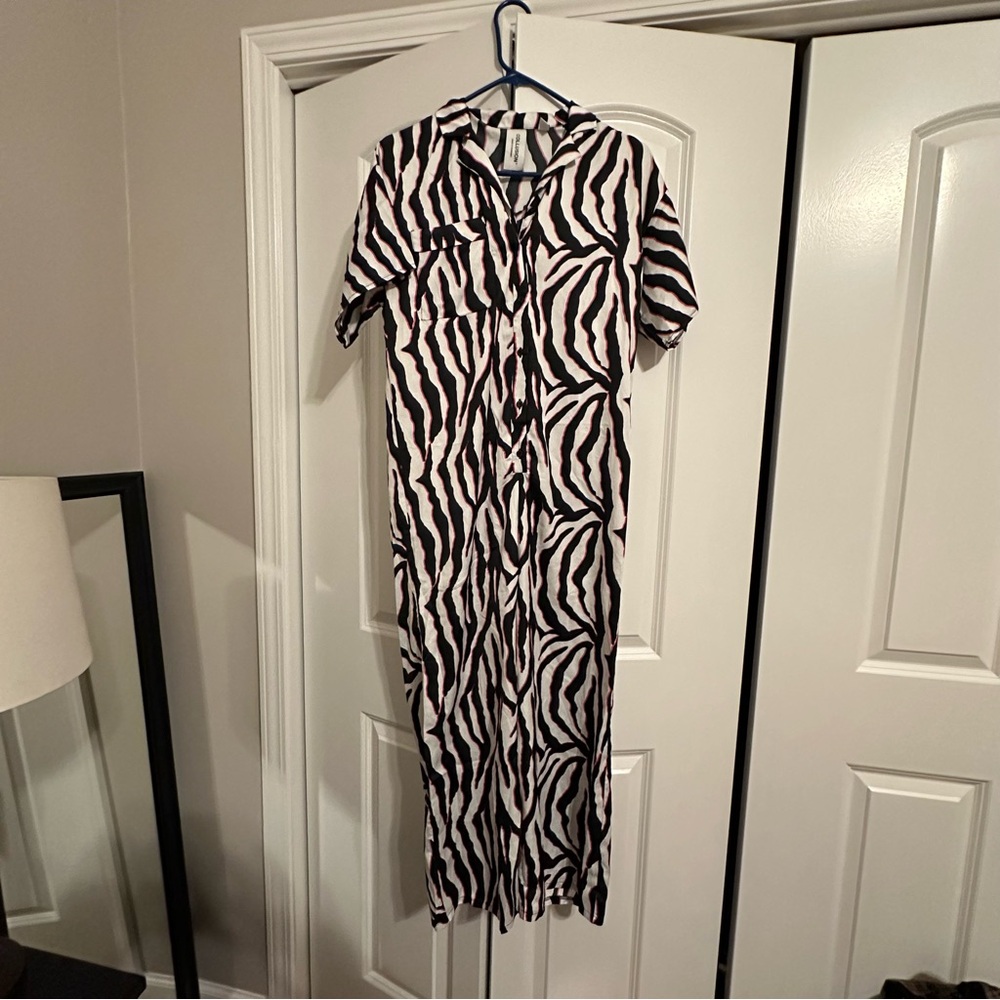 COLLUSION silky jumpsuit in zebra print